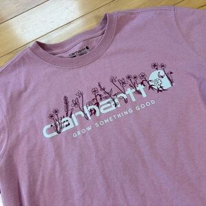 Carhartt Grow Something Good T-Shirt Womens Sz L Pink Loose Fit Short Sleeve